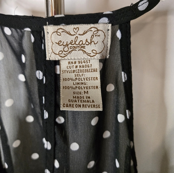 Eyelash Couture Black & White Polka Dot Chiffon Sundress – Size M - Picture 3 of 8